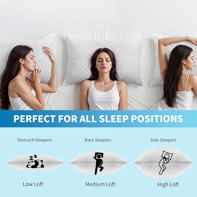 Memory Foam Pillows, Bed Pillows Queen Size Set of 2, Cooling Pillows for Sleeping, Adjustable Firm Pillows for Side Back and Stomach Sleepers, Bed Pillows with Washable Removable Cover