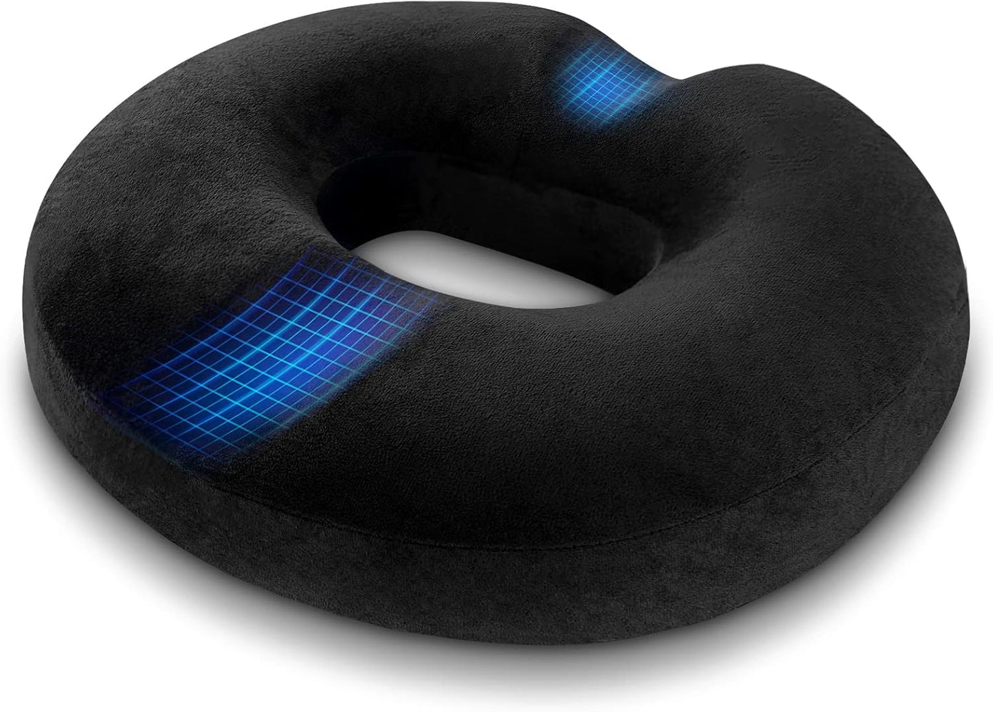 Donut Pillow Seat Cushion - Memory Foam Cooling Gel Cushion for Office & Home Chair, Car Seat, Wheelchair, Hemorrhoids Pillow, Sciatica & Tailbone Pain Relief Desk Chair Cushion, Black
