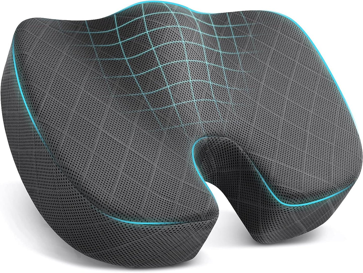 Seat Cushion - Memory Foam Cushion for Office Chair, Car Seat, Airplane, Bleacher - Sciatica & Hip & Coccyx Pain Relief Desk Chair Cushion for Long Sitting Office Workers, Car Drivers