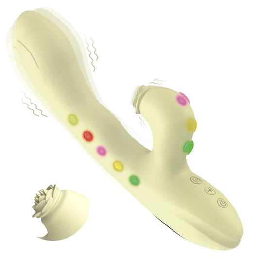 10 Modes Flashing Light G Spot Vibrator,With 10 Vibration & 10 Flapping Modes Clitoral Stimulator,Women Adult Sex Toys for Female Couple-Light Yellow