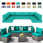 14 Pieces Outdoor sectional cushions replacement set, 4in thick patio furniture cushions, Waterproof Outdoor Couch Cushion,deep seat patio cushions For 6 Seat（Lake blue）