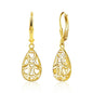14K Gold Plated Teardrop Dangle Earrings for Women Sterling Silver Tear drop Leverback Earrings Hypoallergenic Sterling Silver Filigree Earrings for Jewelry Gifts for Mom Womens