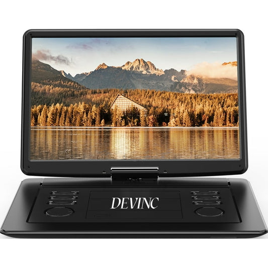 17.9" Portable DVD Player with 15.6" Large HD Screen, 6 Hours Rechargeable Battery, Support USB/SD Card/Sync TV and Multiple Disc Formats, High Volume Speaker,Black