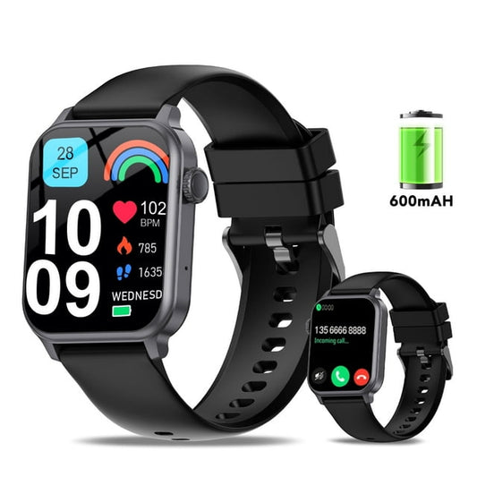 1.85" HD Screen Smart Watch with 600 mAh 100 Day+Battery Life for Men Women Fitness Tracker，Make/Recive Call 110+ Sport Mode for iPhone Android Phones Fitness Watch IP68 Waterproof