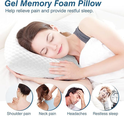 Memory Foam Pillow, Standard Size Pillows for Sleeping, Bed Pillow Soft and Comfortable, Cooling Hotel Pillow for Side Sleeper, Removable, Machine Washable Cover