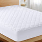 Fitted Mattress Pad (Queen), Elastic Fitted Mattress Protector, Mattress Cover Stretches up to 16 Inches Deep, Machine Washable Mattress Topper