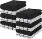 Towels Kitchen Towels, 15 x 25 Inches, 100% Ring Spun Cotton Super Soft and Absorbent Black Dish Towels, Tea Towels and Bar Towels, (Pack of 12)